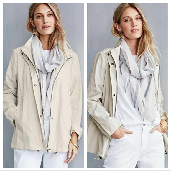 Eileen Fisher Organic Cotton Steel Stand Collar Jacket in Bone - Picture 1 of 15